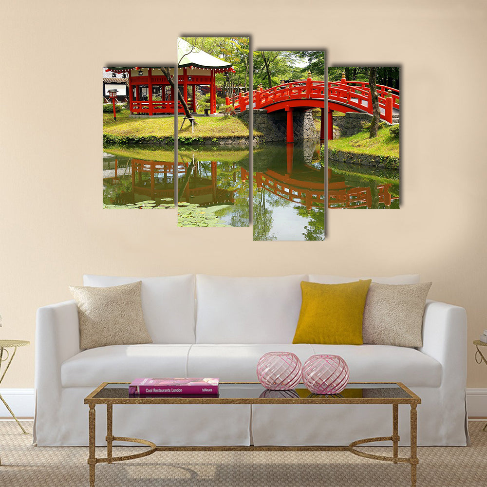 Pond in Village of Samurais. Japan, an island of Hokkaido Multi Panel Canvas Wall Art