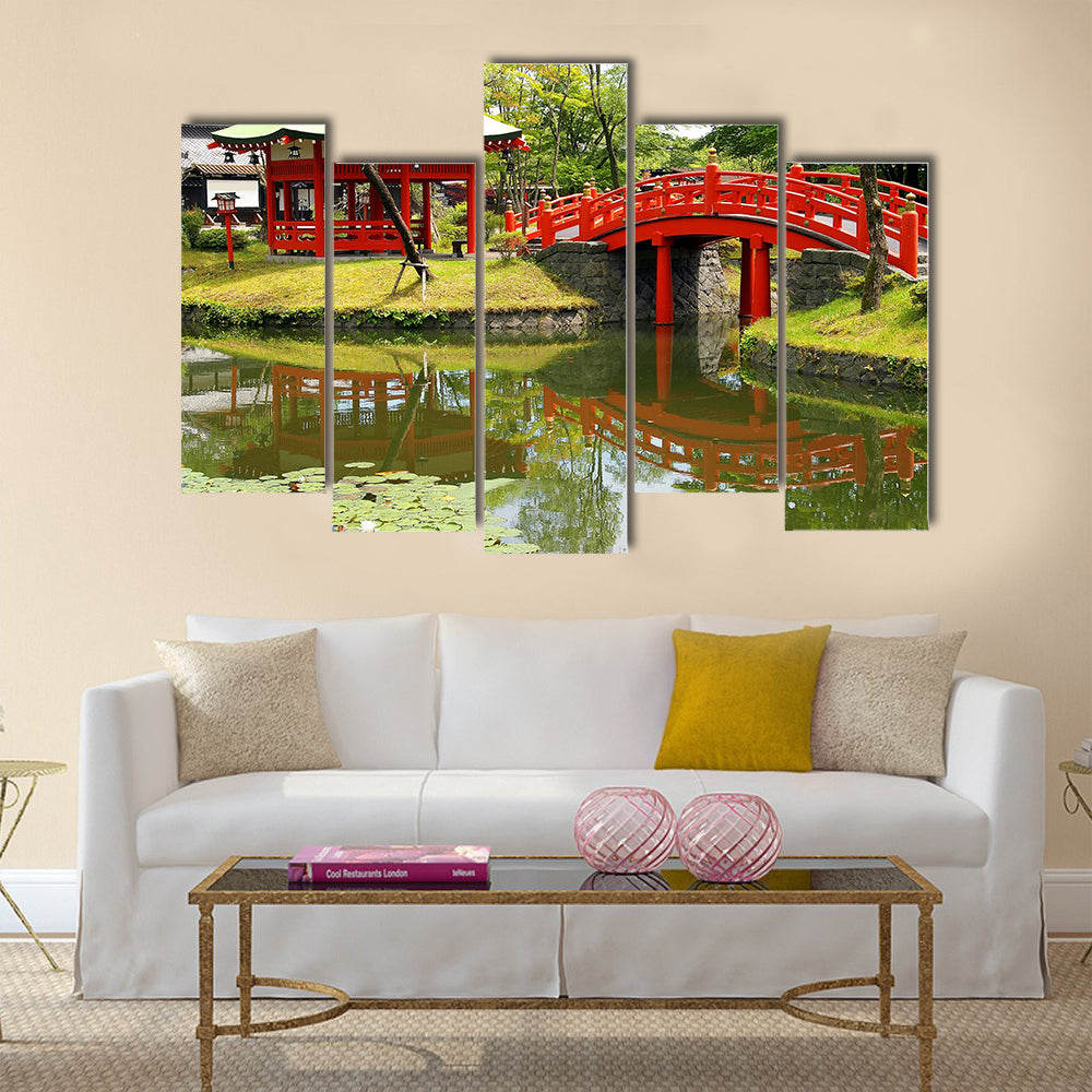 Pond in Village of Samurais. Japan, an island of Hokkaido Multi Panel Canvas Wall Art