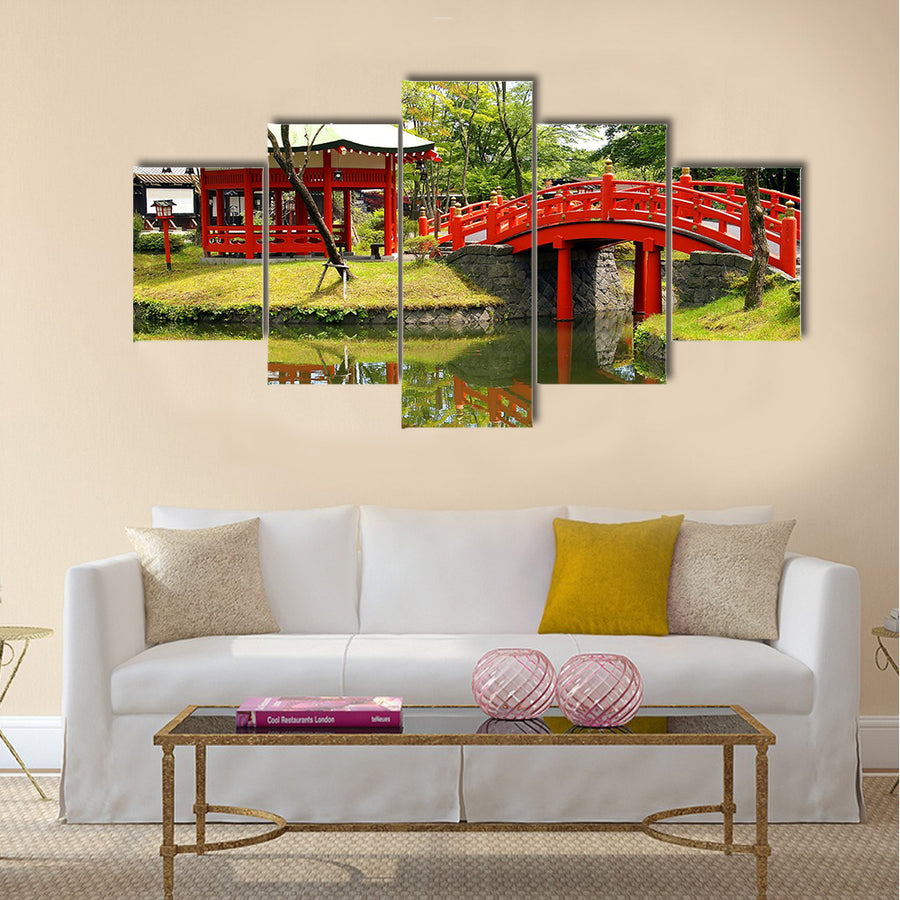 Pond in Village of Samurais. Japan, an island of Hokkaido Multi Panel Canvas Wall Art