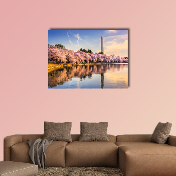 Washington DC, USA at the tidal basin with Washington Monument wall art