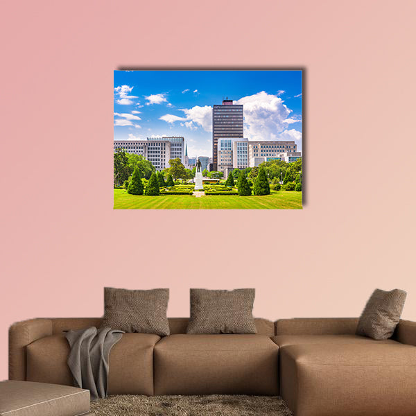 Baton Rouge, Louisiana, USA skyline from Louisiana State Capitol Multi panel canvas wall art
