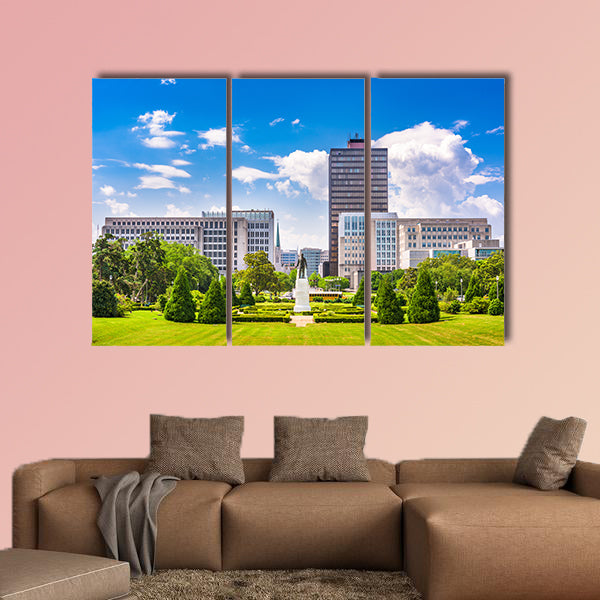 Baton Rouge, Louisiana, USA skyline from Louisiana State Capitol Multi panel canvas wall art