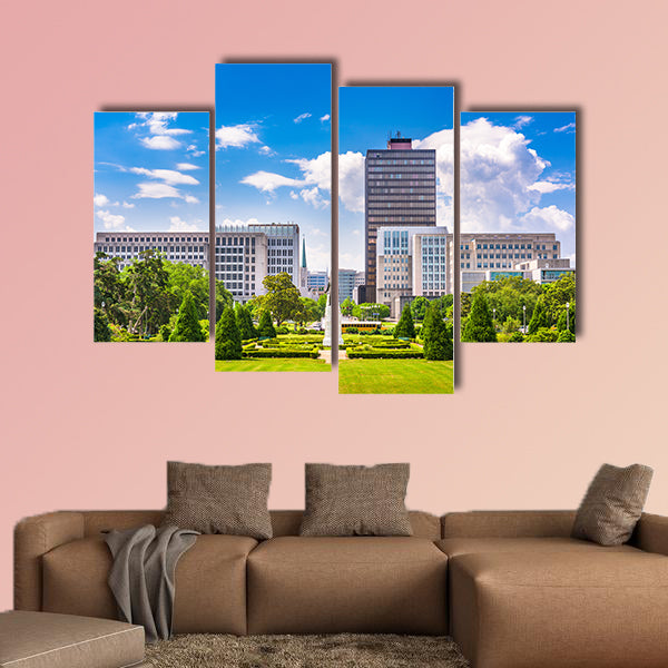 Baton Rouge, Louisiana, USA skyline from Louisiana State Capitol Multi panel canvas wall art