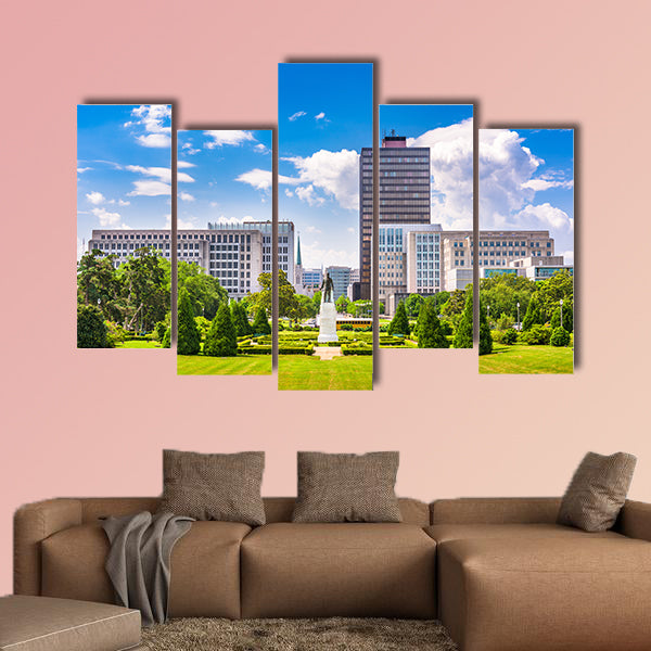 Baton Rouge, Louisiana, USA skyline from Louisiana State Capitol Multi panel canvas wall art
