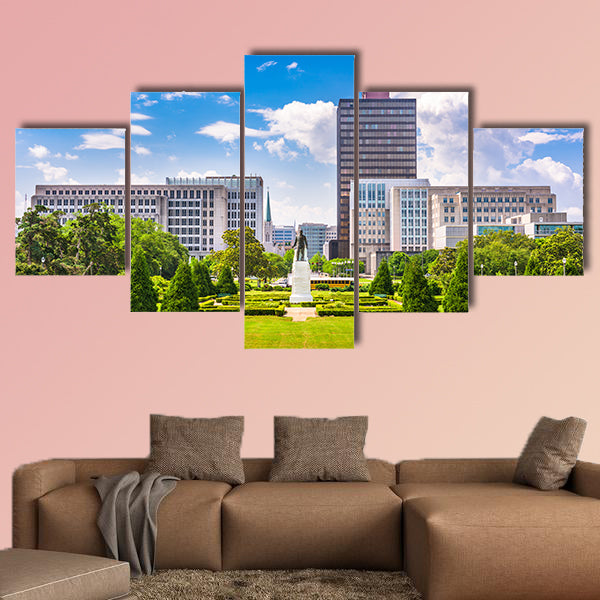 Baton Rouge, Louisiana, USA skyline from Louisiana State Capitol Multi panel canvas wall art