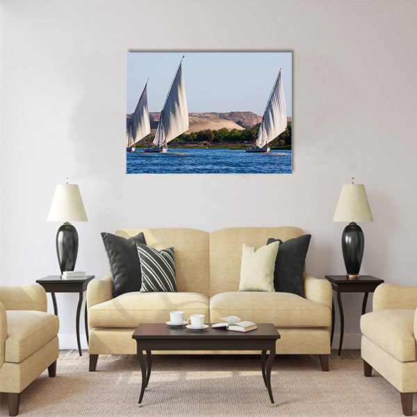 Feluccas sailing on the Nile, Egypt Multi panel canvas wall art