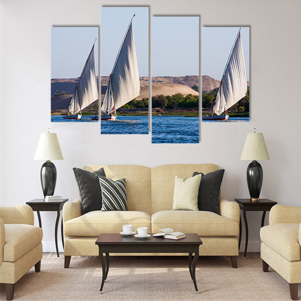 Feluccas sailing on the Nile, Egypt Multi panel canvas wall art