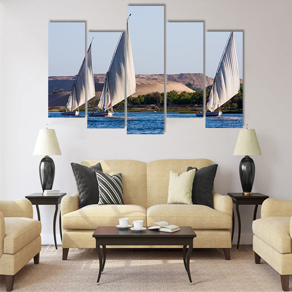 Feluccas sailing on the Nile, Egypt Multi panel canvas wall art