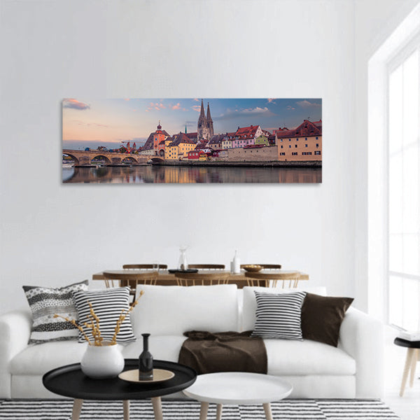 Regensburg Cityscape image of Regensburg, Germany Panoramic canvas Wall Art