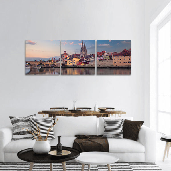 Regensburg Cityscape image of Regensburg, Germany Panoramic canvas Wall Art