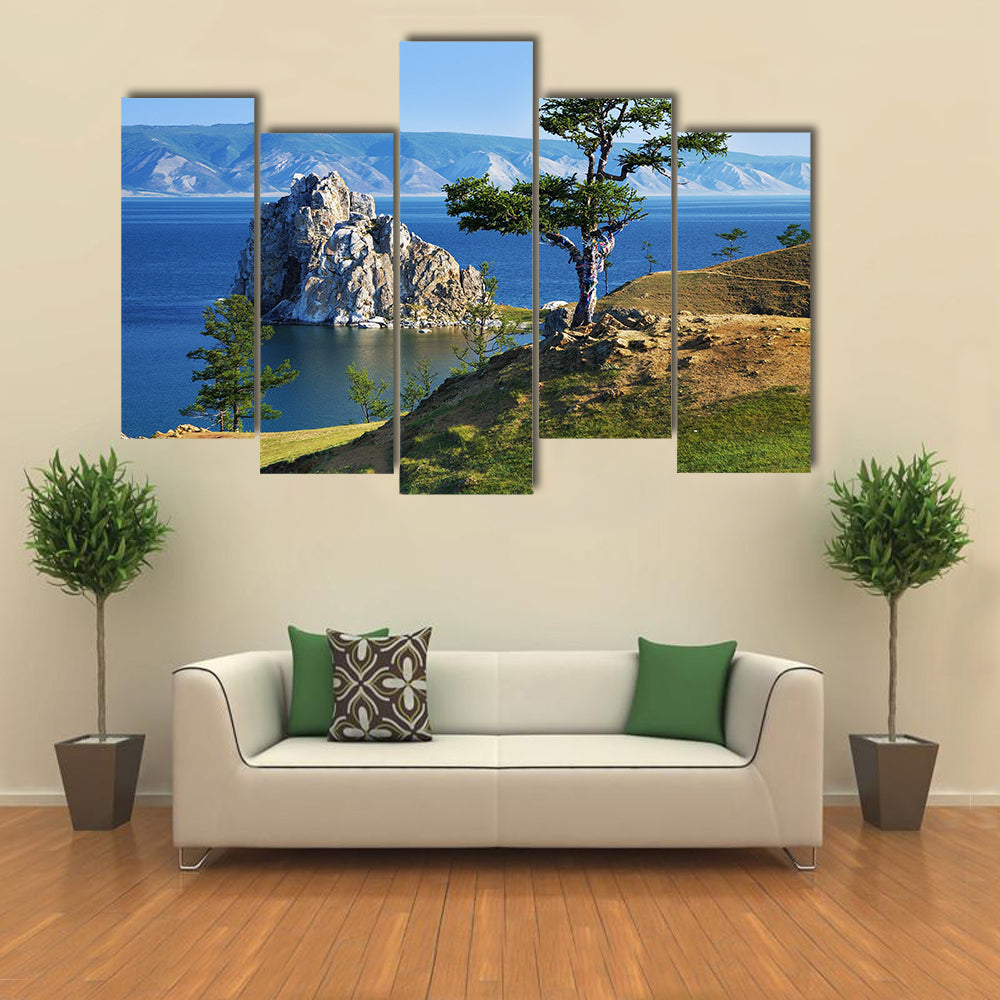 Scene Of Trees Of Desire On Cape Burhan On Lake Baikal, Russia,Multi Panel Canvas Wall Ar