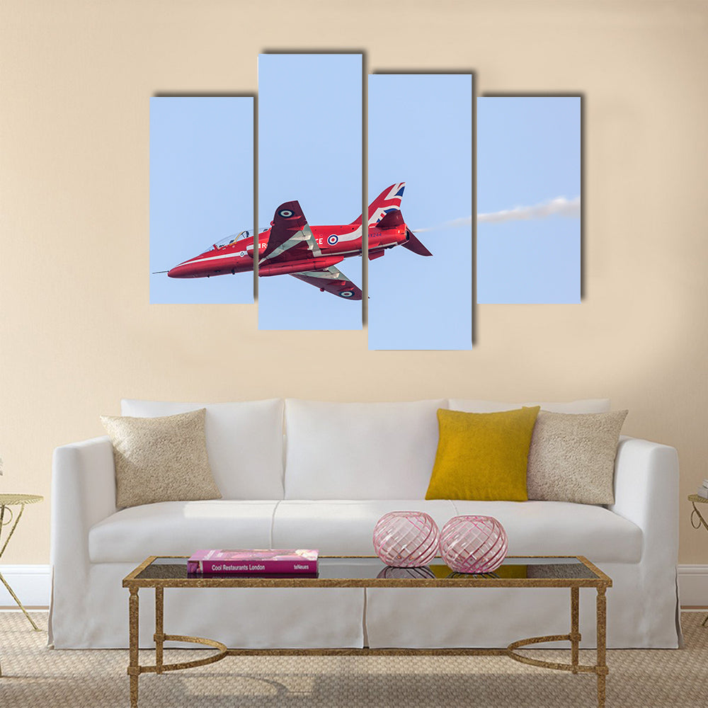 Royal Air Force Aerobatic Team Red Arrows performs in an airshow over the Abu Dhabi Corniche multi panel canvas wall art