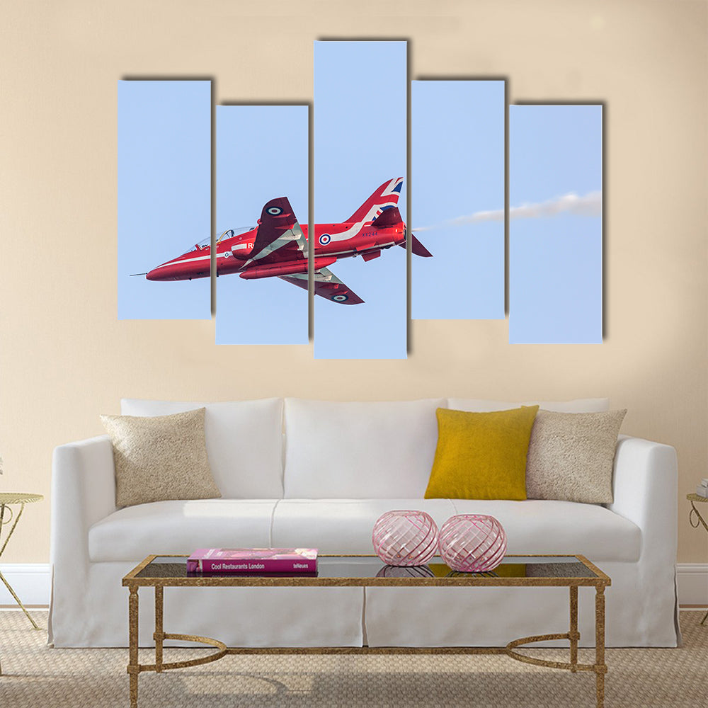 Royal Air Force Aerobatic Team Red Arrows performs in an airshow over the Abu Dhabi Corniche multi panel canvas wall art