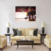 Hockey player with hockey Multi panel canvas wall art