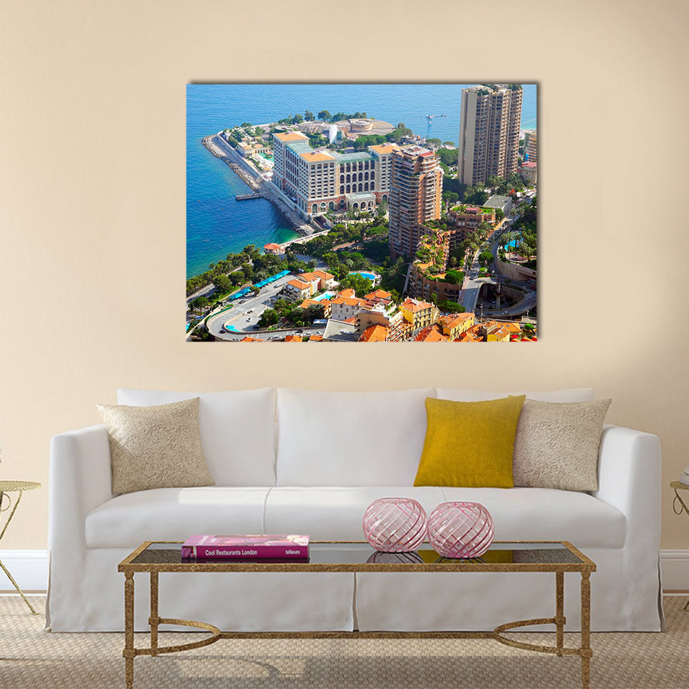 Landscape of Monaco, Located on the Coast of the Ligurian Sea Multi Panel Canvas Wall Art