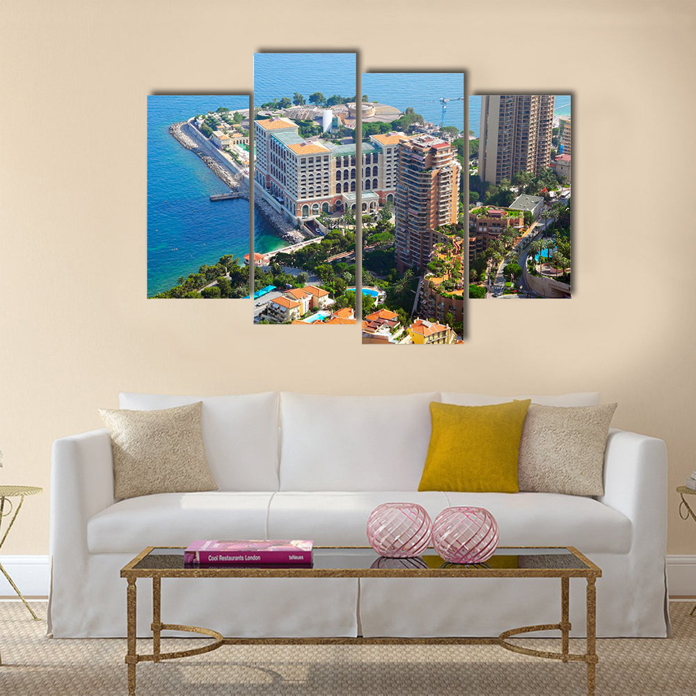 Landscape of Monaco, Located on the Coast of the Ligurian Sea Multi Panel Canvas Wall Art