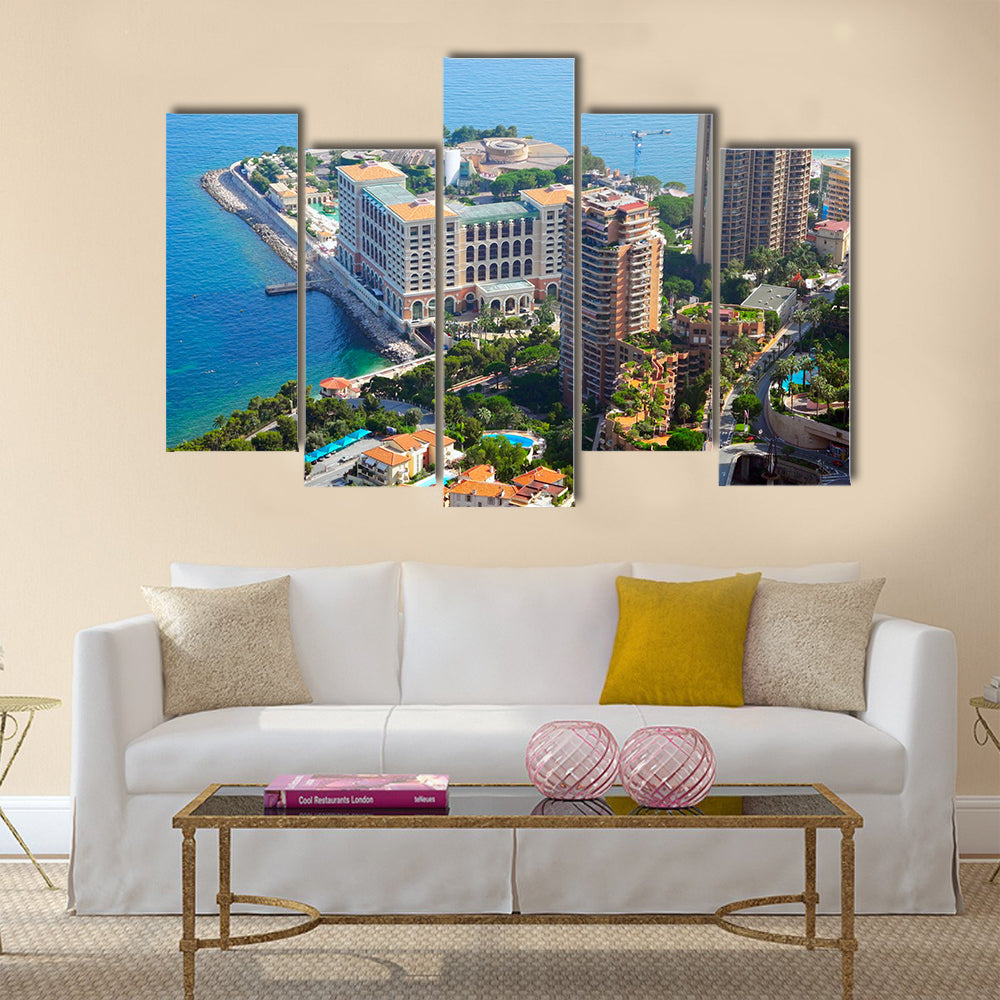 Landscape of Monaco, Located on the Coast of the Ligurian Sea Multi Panel Canvas Wall Art