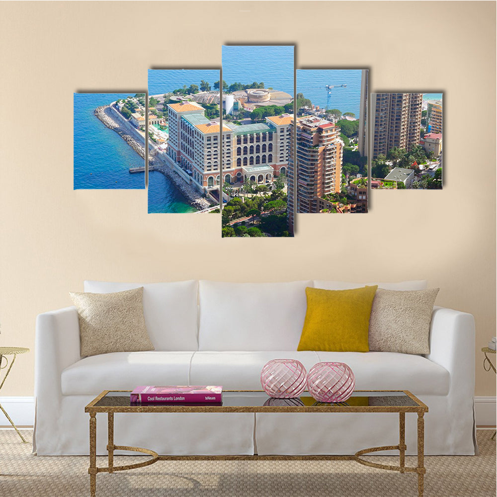 Landscape of Monaco, Located on the Coast of the Ligurian Sea Multi Panel Canvas Wall Art