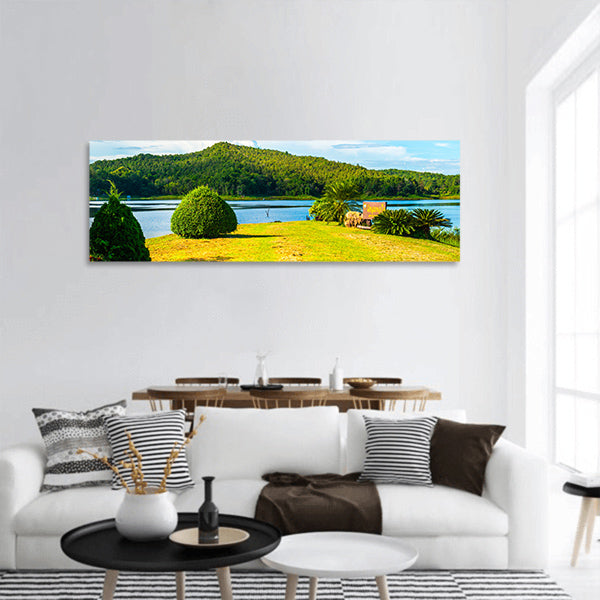 Landscape View of Mae Puem Reservoir, Thailand Panoramic canvas Wall Art