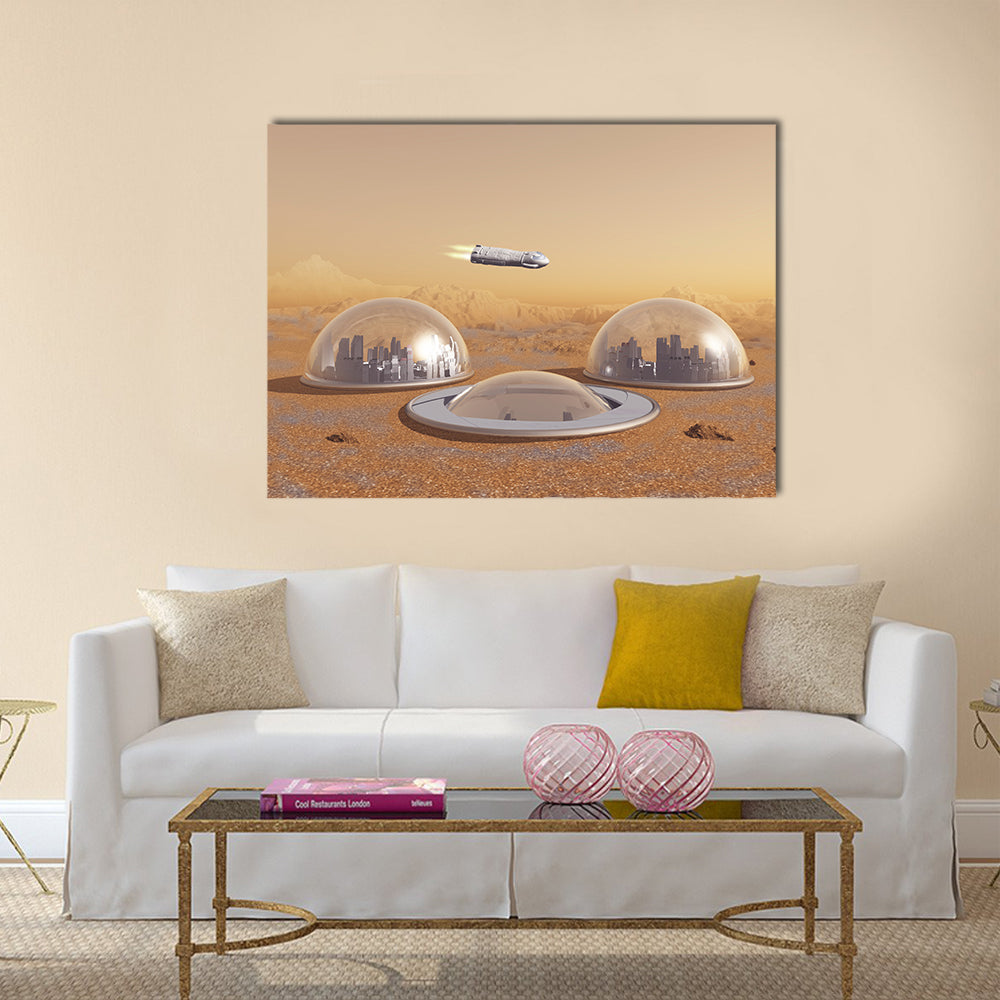 Future human colony on Mars multi Panel Canvas Wall Art