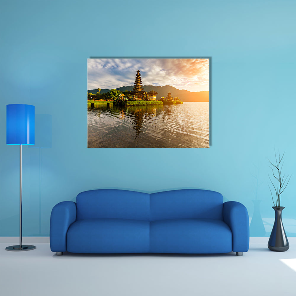 Pura Ulun Danu Bratan, Hindu temple on Bratan lake landscape multi panel canvas wall art