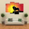 Vector silhouette of lion in nature at sunset Multi panel canvas wall art