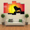 Vector silhouette of lion in nature at sunset Multi panel canvas wall art