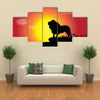 Vector silhouette of lion in nature at sunset Multi panel canvas wall art