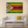 Zimbabwe flag on an old grunge background Multi panel canvas wall art