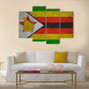 Zimbabwe flag on an old grunge background Multi panel canvas wall art