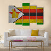 Zimbabwe flag on an old grunge background Multi panel canvas wall art