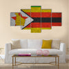 Zimbabwe flag on an old grunge background Multi panel canvas wall art