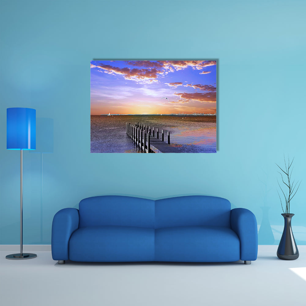 A Sunset Pier, Multi Panel Canvas Wall Art