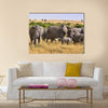 Group of elephants standing in the wild bush of Africa. multi panel canvas wall art