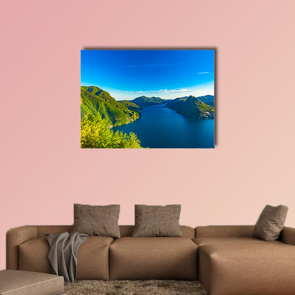 View of the Lago di lugano in Switzerland Multi panel canvas wall art