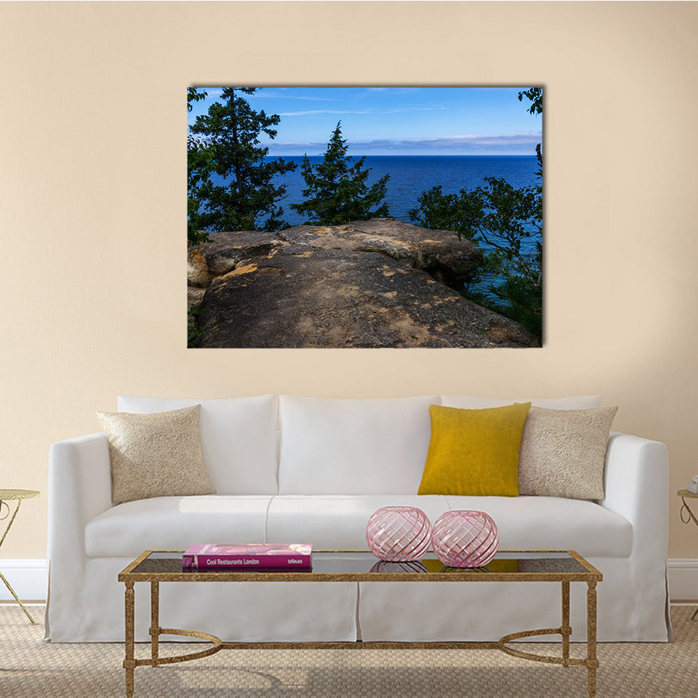 The Cliff Overlooking Crystal Clear Lake Multi Panel Canvas Wall Art