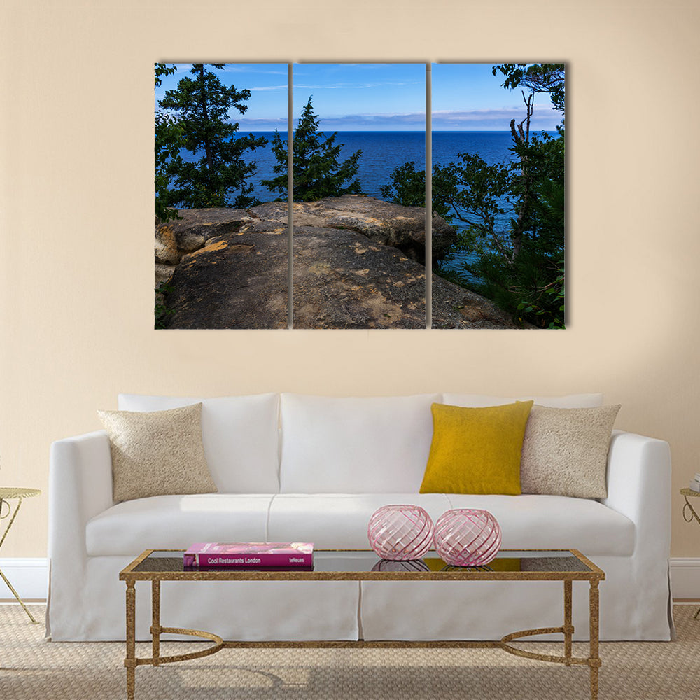 The Cliff Overlooking Crystal Clear Lake Multi Panel Canvas Wall Art