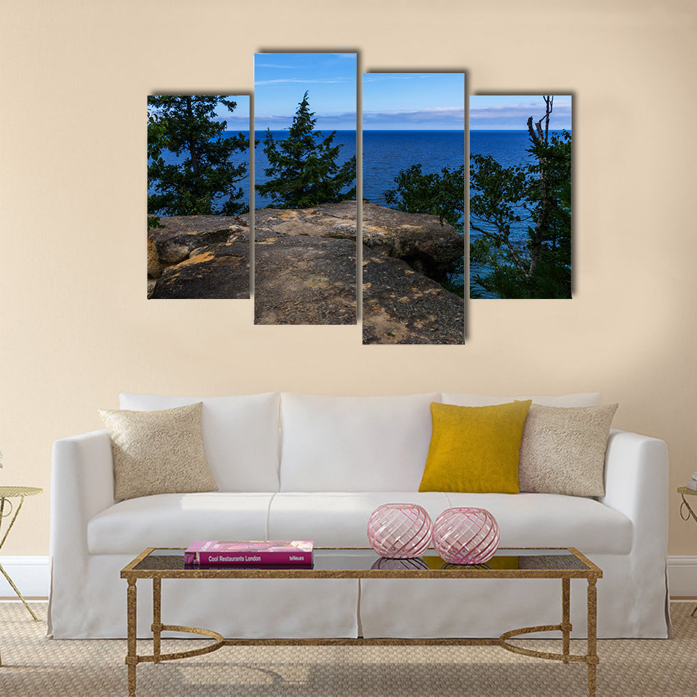 The Cliff Overlooking Crystal Clear Lake Multi Panel Canvas Wall Art