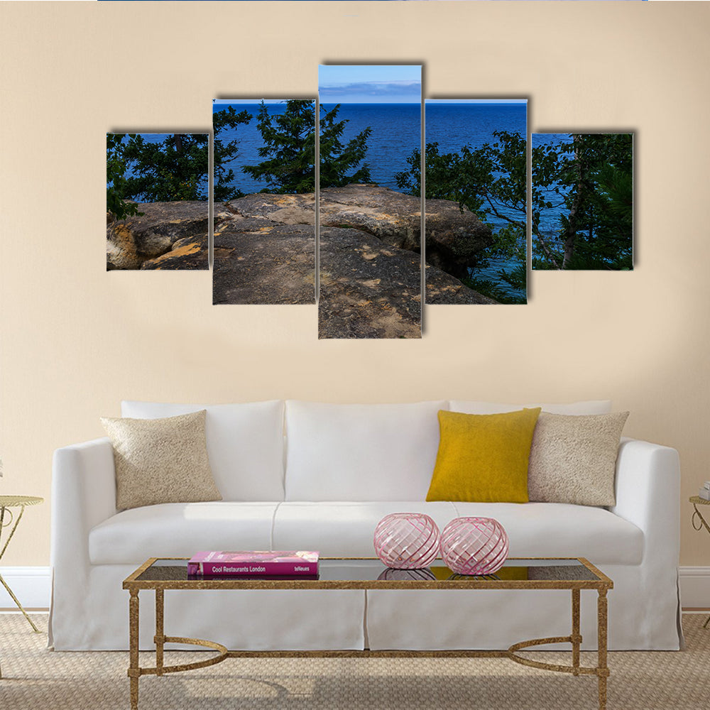 The Cliff Overlooking Crystal Clear Lake Multi Panel Canvas Wall Art