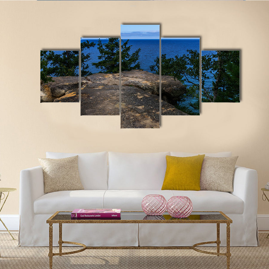 The Cliff Overlooking Crystal Clear Lake Multi Panel Canvas Wall Art