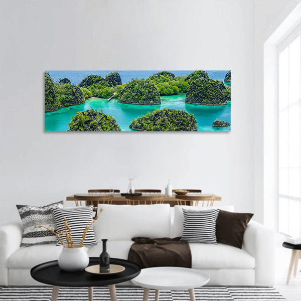 Painemo Island, Blue Lagoon, Raja Ampat, Papua Indonesia Panoramic canvas Wall Art