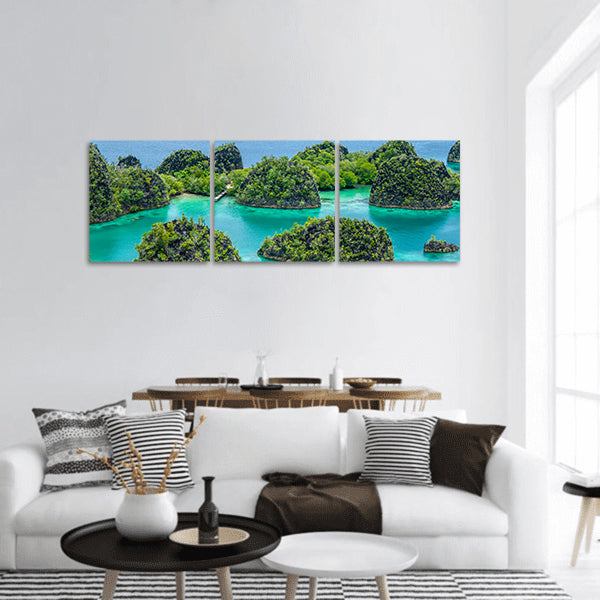 Painemo Island, Blue Lagoon, Raja Ampat, Papua Indonesia Panoramic canvas Wall Art