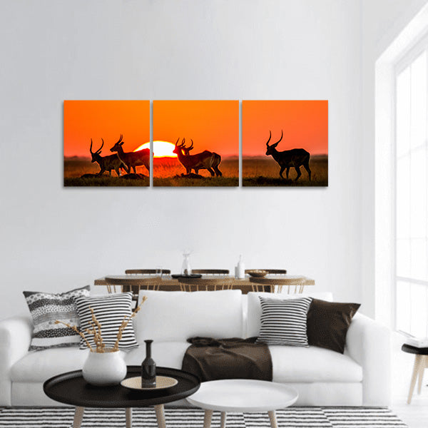 Antelope against the background panoramic canvas wall art