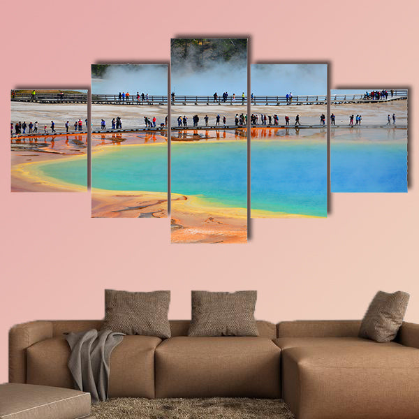 Grand Prismatic Spring, Yellowstone National Park, Wyoming Multi panel canvas wall art