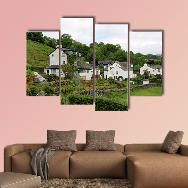Troutbeck, England Houses Multi panel canvas wall art