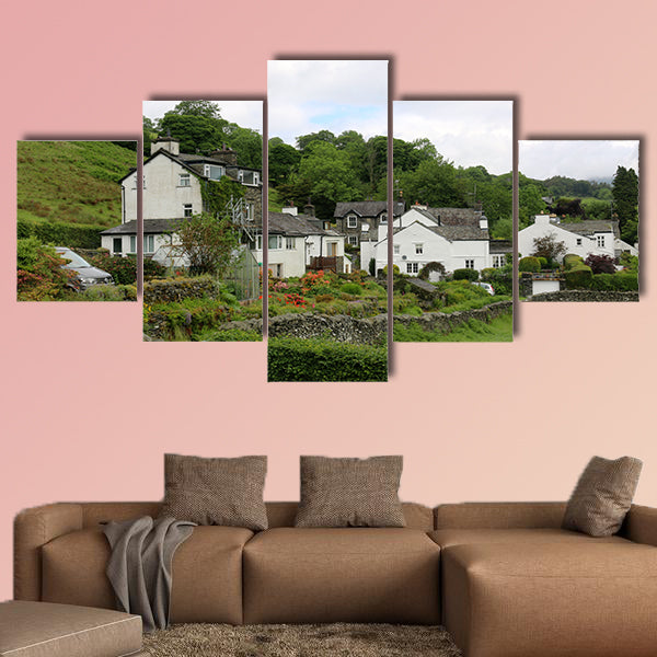 Troutbeck, England Houses Multi panel canvas wall art