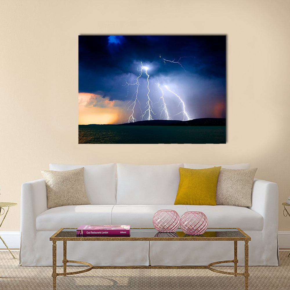 storm over the lake Balaton  Multi Panel Canvas Wall Art
