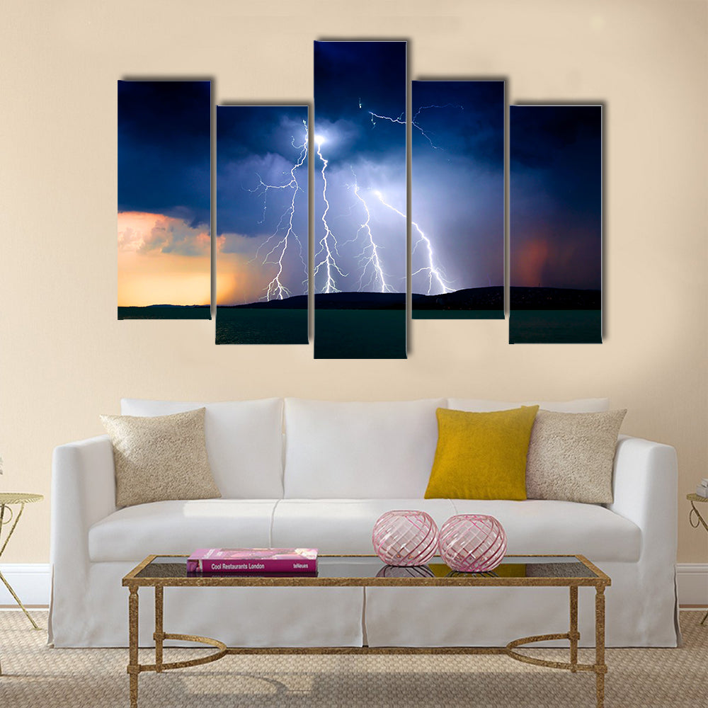 storm over the lake Balaton  Multi Panel Canvas Wall Art