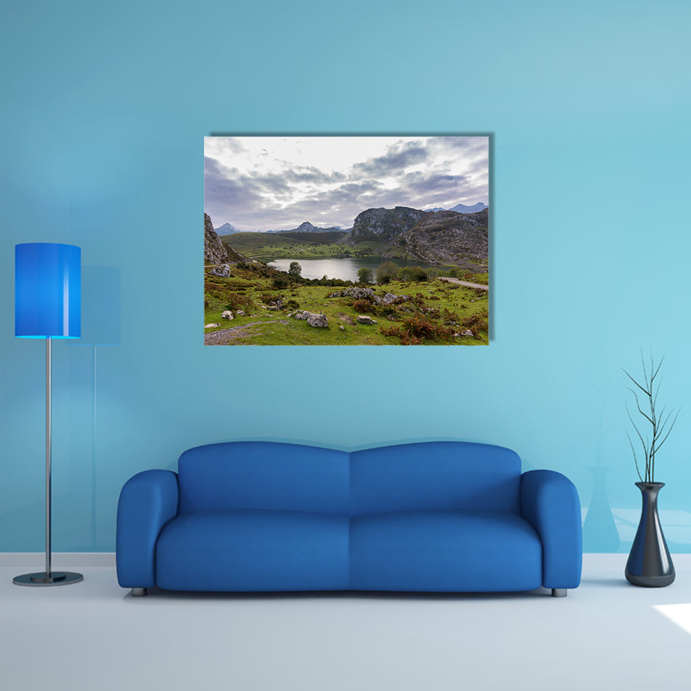 A most beautiful view of Enol Lake multi panel canvas wall art