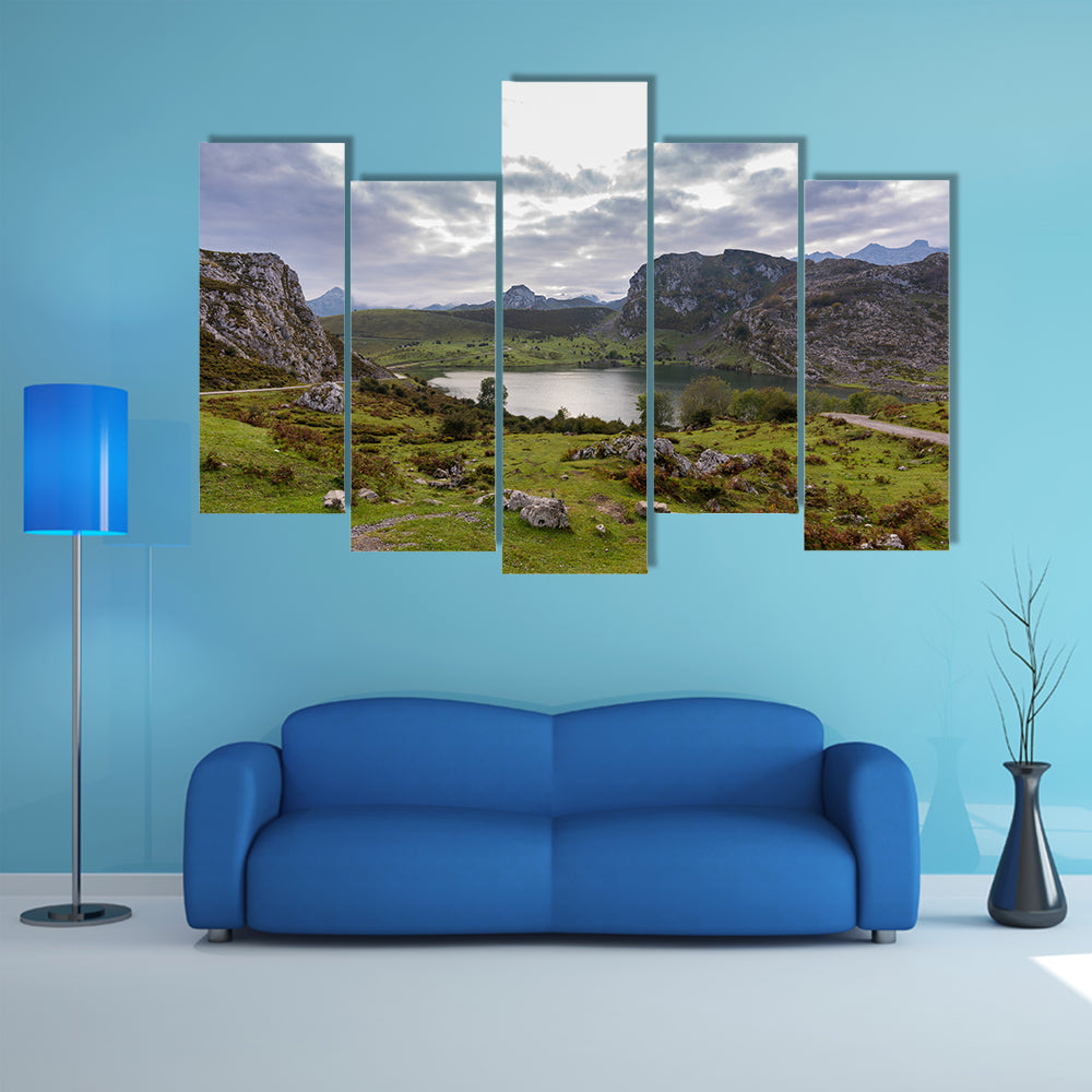A most beautiful view of Enol Lake multi panel canvas wall art
